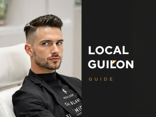 Man with fresh haircut in minimalist salon chair