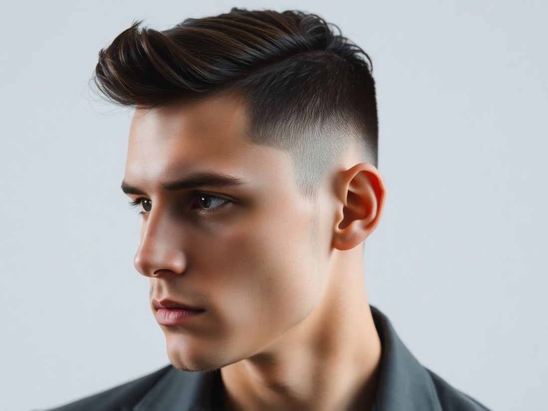 Trendy short haircut on a stylish, minimalist man.