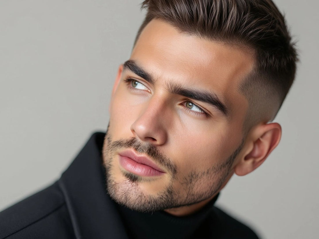 Stylish man with a clean haircut and soft lighting.