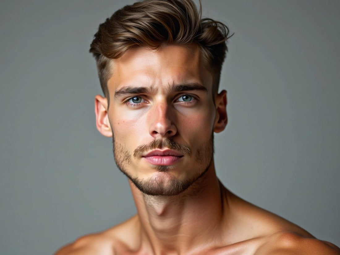 Stylish man with clean haircut and smooth skin.