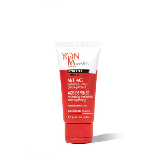 Yon-Ka Age-Defense anti-aging cream for men, 40ml tube with advanced botanical extracts for smoother, youthful skin.