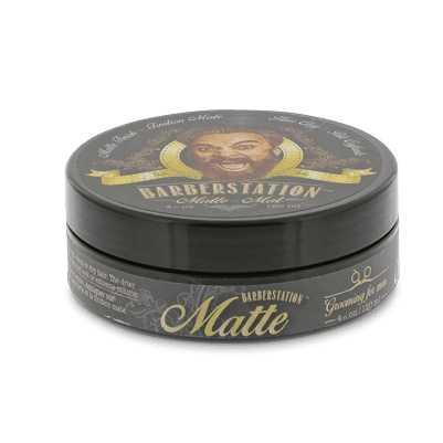 Barberstation Matte premium matte paste for strong, pliable hold and natural, textured look without shine in sleek black container