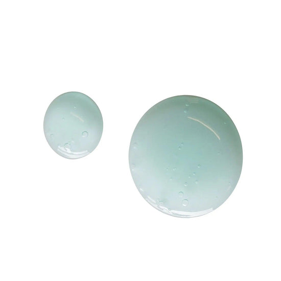 Yon-Ka Foam Gel texture showing clear, light green bubbles in the cleansing product.