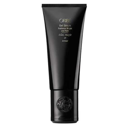 Oribe Gel Serum lightweight styling product in sleek black tube for long-lasting hold and exceptional shine