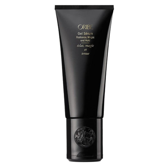 Oribe Gel Serum lightweight styling product in sleek black tube for long-lasting hold and exceptional shine