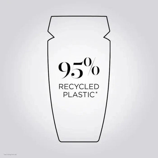 Kérastase shampoo bottle made with 95% recycled plastic.