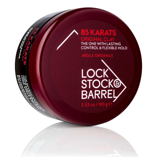 Lock Stock & Barrel 85 Karats Original Clay 3.53 Oz / 100 G for strong hold and matte finish versatile hairstyles.