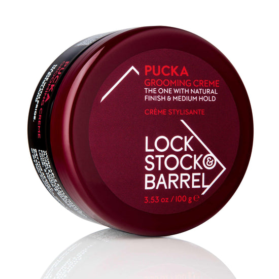 Lock Stock & Barrel Pucka Grooming Creme 3.53 oz (100 g) for natural finish and medium hold.