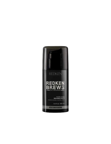 Redken Brews Work Hard Molding Paste for men with strong, flexible hold and matte finish, 3.4 fl oz.