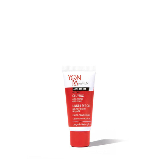 Yon-Ka Under Eye Gel tube reduces puffiness and dark circles, rejuvenates delicate skin around eyes, 15 ml packaging.